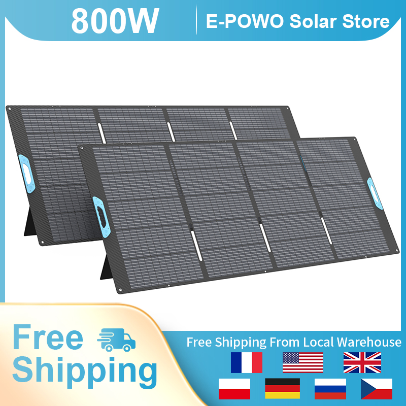 Solar Charger Panel Foldable - E-POWO 800w 単結晶折りたたみ式ソーラーセル充電器防水ポータブルソーラーパネル発電所用ボート屋根庭キャンプ用