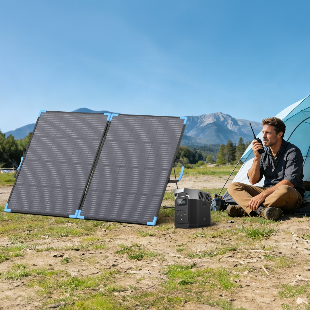 Solar Charger Panel Foldable - E-POWO 20V 両面ソーラーパネル 220W 折りたたみ式ソーラー充電器 ソーラー