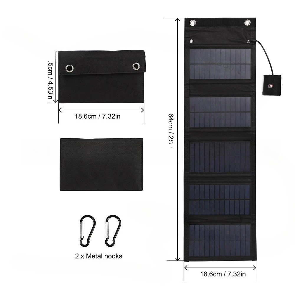 25W 5V ソーラーフォールディングバッグ 防水 緊急用  - Solar Charger Panel Foldable のレビューと価格