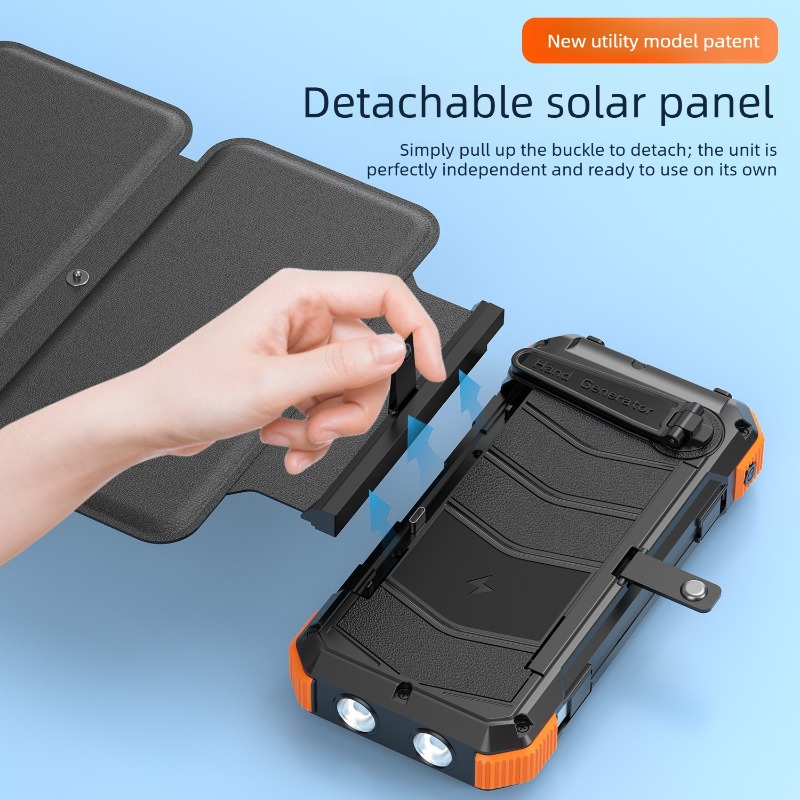 取り外し可能折りたたみ式手回しソーラーパワーバンク 2000 - Solar Charger Panel Foldable のレビューと価格